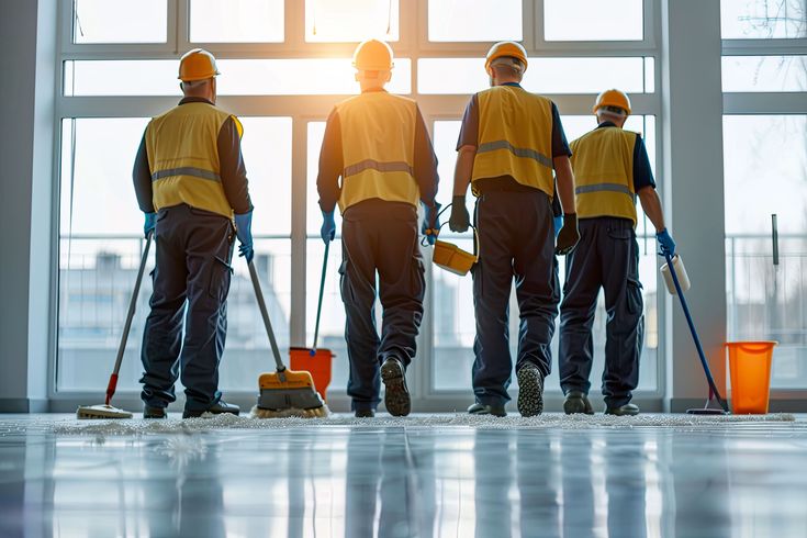 Équipe de nettoyage de fin de chantier
