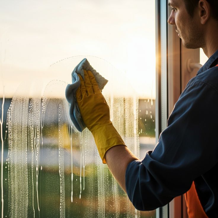 Laveur de vitres en équipement de sécurité